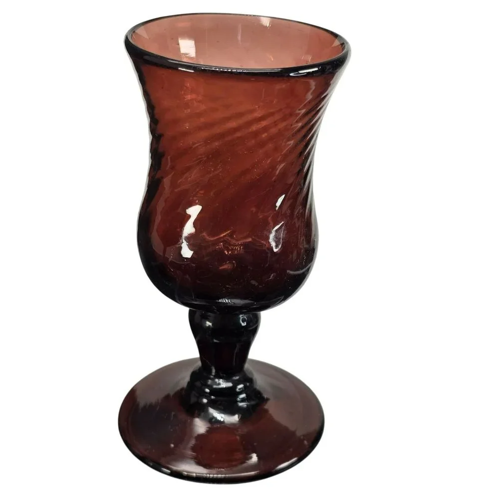 Vintage Handblown Dark Pink Glass Drinkware Set of 14 Pieces DH1357